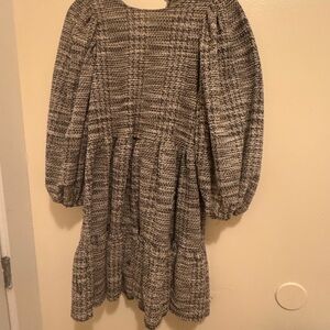 Mango Long Sleeve Dress - Black and Cream